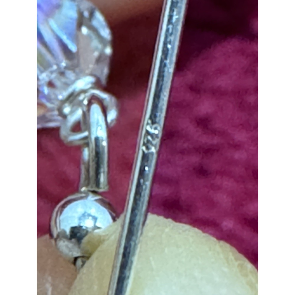 925 Sterling Silver Faceted Crystal Pendant Necklace & Dangle Earrings Set - Picture 12 of 16